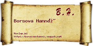 Borsova Hannó névjegykártya